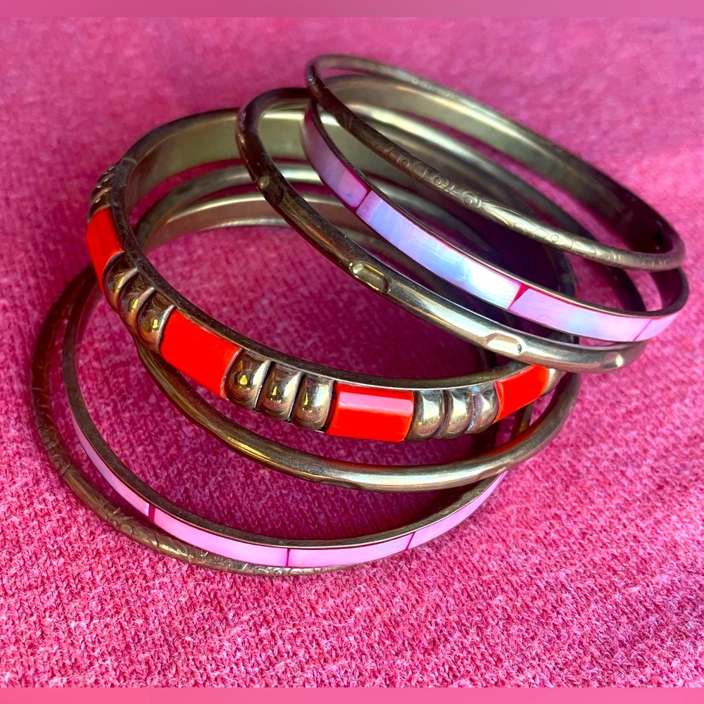 Brass and Abalone Bangle Set